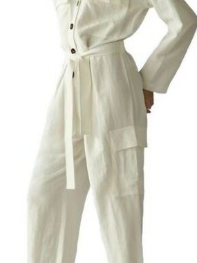 Baltic Born | Cream Utility Cargo Jumpsuit